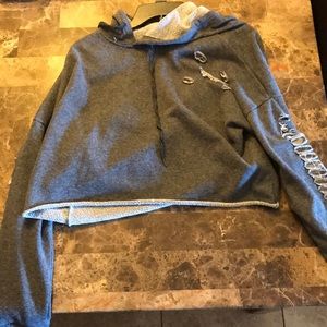 Grey destroyed crop top